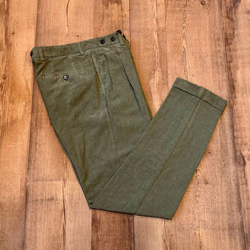 S3-OL0760 Barber Pantalone Lino Verde Militare