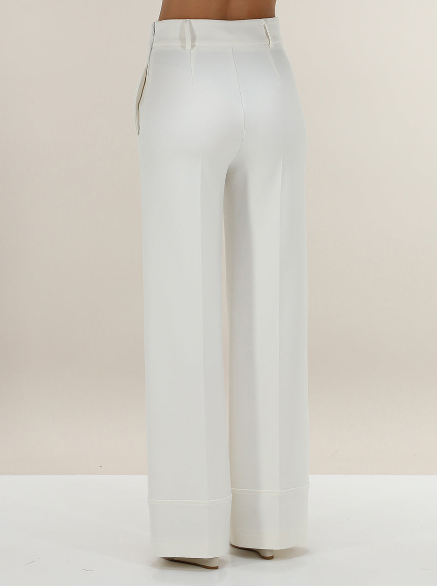 W3-PA024 Pantalone Ampio con Fibbia White/Cloud