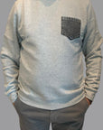 UW4- CREW Felpa Pocket Girocollo Grey Melange/Denim Black Man