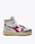 DW3-MI Basket MID Metal Pigskin Bianco/Rosso Fucsia Woman