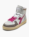 DW3-MI Basket MID Metal Pigskin Bianco/Rosso Fucsia Woman