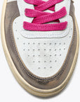 DW3-MI Basket MID Metal Pigskin Bianco/Rosso Fucsia Woman