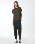 DS5-704 T-shirt Oxford Gdy Square Blue Black Woman