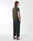 DS5-704 T-shirt Oxford Gdy Square Blue Black Woman