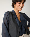 S6-35037 Gilet con Scollo a V e Tasche Color Lavagna