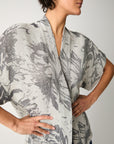 S6-35046 Giacca Kimono Cotone Floreale Sabbia