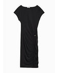 S5-2A2871 Abito Midi con Arriccio Nero