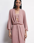 S6-2A3058 Abito Kimono Fluido in Georgette Terracotta
