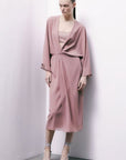 S6-2A3058 Abito Kimono Fluido in Georgette Terracotta