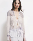 S6-2C1692 Blusa Fluida in Viscosa con Rouches Waves Print