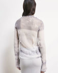 S6-2C1692 Blusa Fluida in Viscosa con Rouches Waves Print
