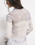 S6-2C1692 Blusa Fluida in Viscosa con Rouches Waves Print