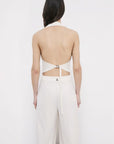 S6-2C1726 Gilet Corto Sartoriale con Scollo Halter Pearl Ivory