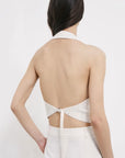 S6-2C1726 Gilet Corto Sartoriale con Scollo Halter Pearl Ivory