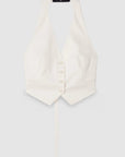 S6-2C1726 Gilet Corto Sartoriale con Scollo Halter Pearl Ivory