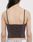 S6-2C1736 Top Bustier in Popeline Wood Brown Stipes