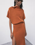 W6-2K0092 Maglia Maniche Corte Zip Warm Caramel