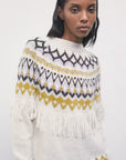 W6-2K0192 Maglione Frange Scandinavo Multicolor