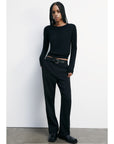 W5-2K0363 Maglia Pura Lana "Essential" Inserto in Lurex Nera