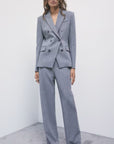 W6-2S0044 Blazer Doppiopetto Stretch Gray Melange