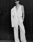 S6-8P1754 Pantaloni Palazzo Strutturati Pearl Ivory