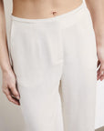 S6-8P1759 Pantaloni Sartoriali a Vita Bassa in Lino Pearl Ivory