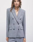 W6-2S0044 Blazer Doppiopetto Stretch Gray Melange