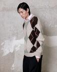 W5-96 Maglia Girocollo Jacquard Rombi Salvia Man