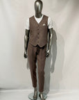 S5-1442 Gilet Lino E Cotone Coffe Brown Man