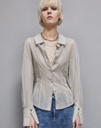 W4-8C0710 Camicia Gessata Cotone Grey