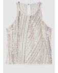 S6-8C0876 Top Ricamato Perline Warm Ivory