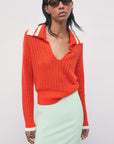 W6-8K0259 Maglia a Polo in Misto Lane e Mohair Arancione