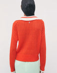 W6-8K0259 Maglia a Polo in Misto Lane e Mohair Arancione