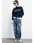W5-8K0335 Maglia Misto Lana Logo Navy