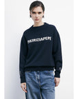 W5-8K0335 Maglia Misto Lana Logo Navy