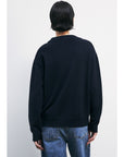W5-8K0335 Maglia Misto Lana Logo Navy