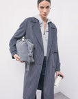 W6-8O0104 Cappotto Misto Lana Gessato Grey/White
