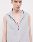W6-8O0104 Cappotto Misto Lana Gessato Grey/White