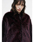 W5-8O0197 Giubbotto Fluffy Purple Red Fur