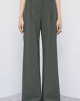 W6-8P0045 Pantalone Palazzo Pinces Mysterious Green
