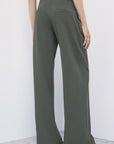 W6-8P0045 Pantalone Palazzo Pinces Mysterious Green