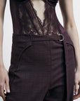 W5-8P0741 Pantalone Fluidi Purple Checked