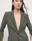 W6-8S0087 Blazer Slim in Punto Stoffa Mysterious Green