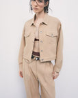 W6-8S0092 Giubbotto Corto in Microbouclè Beige Dou Dou