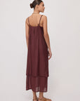 S6-DA5376 Abito Lungo in Misto Lino Merlot