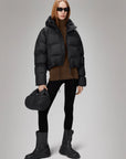 W4-15150 Piumino Alta Short Puffer Black Woman