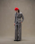 WD5-FD3693 Giacca Slim Long Prince Of Wales Nero Woman