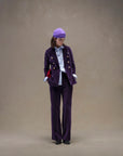 WD5-FD3626 Pantalone Wide Leg Velour Blu/Viola Woman