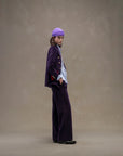 WD5-FD3626 Pantalone Wide Leg Velour Blu/Viola Woman
