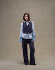 WD5-3779 Gilet Gessato Navy Woman